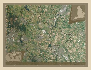 Lichfield, England - Great Britain. High-res satellite. Labelled points of cities