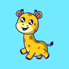 cute happy giraffe cartoon vector icon illustration. animal nature icon concept isolated premium vector. flat design