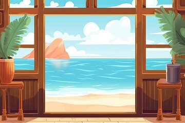 serene room with an expansive view of the ocean. Generative AI