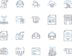 Lawyer outline icons collection. Lawyer, Attorney, Barrister, Advocate, Solicitor, Barrack, Jurist vector and illustration concept set. Counselor, Litigator, Arbitrator linear signs