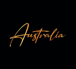 decorative 3d gold australia text on black background