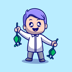 cute happy kids cartoon vector icon illustration. animal nature icon concept isolated premium vector. flat design