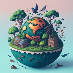 3D animated earth, Generative AI