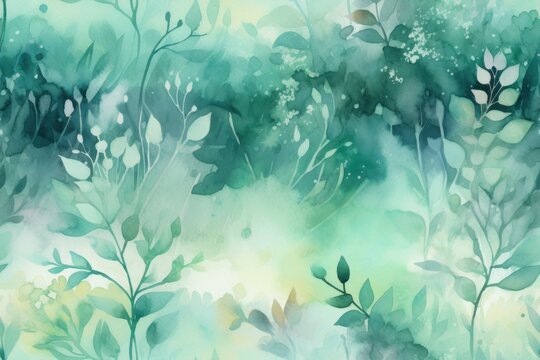 watercolor painting botanical dream landscape ethereal rough texture, abstract background or wallpaper. AI generated,