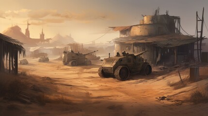 Fototapeta premium Military Game Art Environments Background