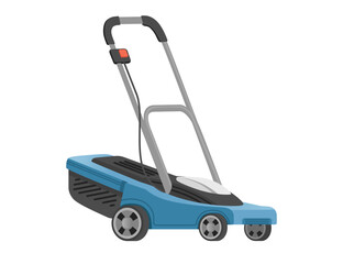 Lawn mower machine grass cutter gardening tool vector illustration isolated on white background
