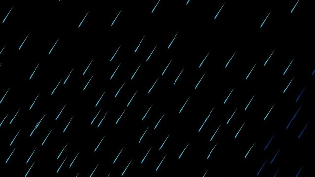 Rain heavy falling animation. Fall of drops slowly soaring down. Downpour random realistic footage. Alpha channel transparent background. Tranquility autumn, spring video footage	