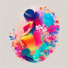 A concept art of a silhouette of a pregnant woman, Generative AI