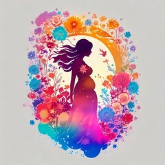 A concept art of a silhouette of a pregnant woman, Generative AI