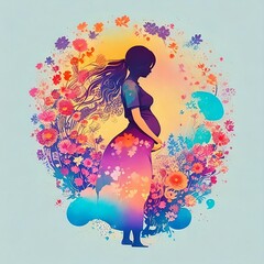 A concept art of a silhouette of a pregnant woman, Generative AI