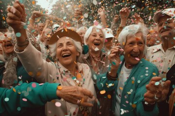 Heartwarming moment captured at a lively pride festival, where confetti rains down Generative AI