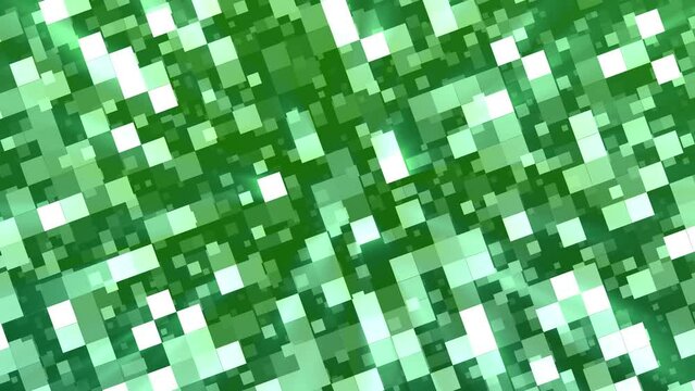 digital abstract background animation of green squares pixel