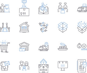 Public transportation outline icons collection. Bus, Train, Metro, Subway, Tram, Ferry, Monorail vector and illustration concept set. Cablecar, Taxi, Ride-share linear signs