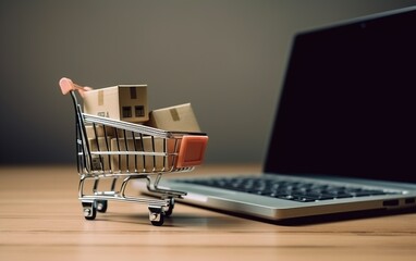 shopping cart on laptop.  Generative AI