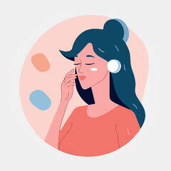 woman with hand on face, vector illustration