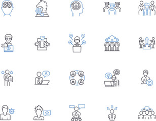 Male business outline icons collection. Males, Business, Entrepreneurs, Executives, Managers, Professionals, Leaders vector and illustration concept set. Investors, Consultants, Clients linear signs