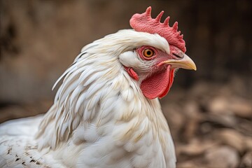 A Majestic Portrait of a White Brahma Chicken: Nature's Finest Domestic Bird of the Farm and Poultry: Generative AI