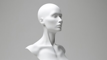 3D Rendered Blank Mannequin Head - White Plastic Sculpture for Fashion, Art, and Marketing Display, generative ai  - obrazy, fototapety, plakaty
