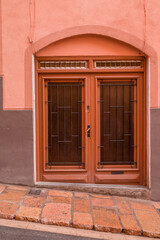 An ancient house doors in old town, Spain