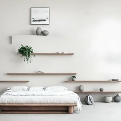 Photo of a cozy bedroom with a comfortable bed and greenery