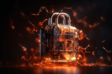 Geometric shapes and lines representing the flow of data through a secure network Generative AI