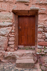 An ancient house doors in old town, Spain