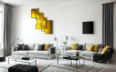 Photo of a cozy living room with modern furniture and a large flat screen TV