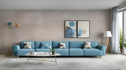 Photo of a modern living room with comfortable seating and stylish coffee table