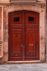 An ancient house doors in old town, Spain