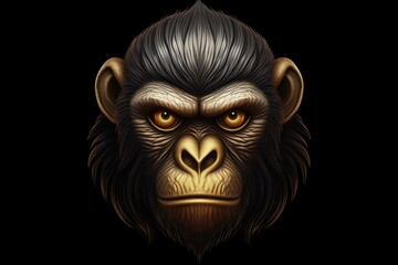 monkeys face with a dark background. Generative AI