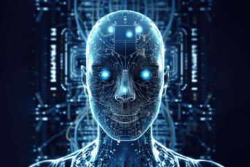 Highly advanced artificial intelligence for the future rise in technological singularity using deep learning algorithms, human android concept, high quality generative ai