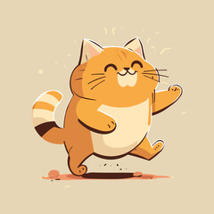 Fototapeta premium Vector illustration of a cheerful walking cat. Cat character vector download.