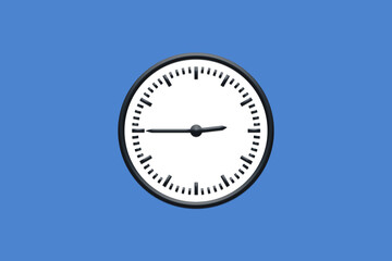 2 - 02:45 - h am pm - 14 - 14:45 - Analog wall clock in minimal design on blue background.