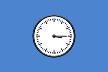 3 - 03:15 - h am pm - 15 - 15:15 - Analog wall clock in minimal design on blue background.