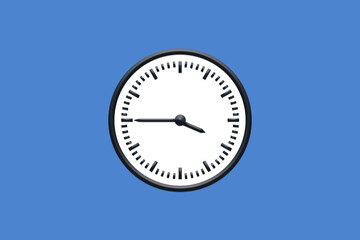 3 - 03:45 - h am pm - 15 - 15:45 - Analog wall clock in minimal design on blue background.