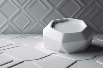 Minimalist Background with Embossed Octagon. White Surface with Raised 3D Shape. 3D Render. Generative AI