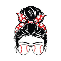 Baseball Messy Bun Shirt, Messy Bun, Messy Bun Girls Shirt, Baseball Vector, Girl Shirt, Mother's Day Shirt, Baseball Shirt Print Template