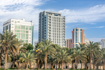 Fototapeta na wymiar Modern buildings in Juffair district, Manama, Bahrain