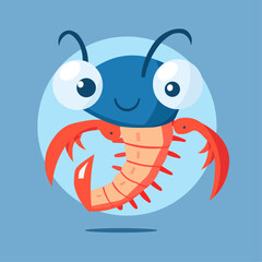 Vector illustration of a cheerful shrimp. Shrimp pesonage vector download. Shrimp icon