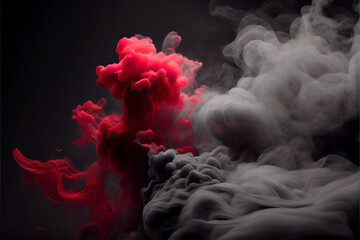 Abstract red smoke mist fog on a black background. Texture. Design element. Red fog or smoke. Realistic fog. Atmosphere mist effect and smoke clouds isolated on black background. High quality