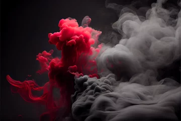 Gordijnen Abstract red smoke mist fog on a black background. Texture. Design element. Red fog or smoke. Realistic fog. Atmosphere mist effect and smoke clouds isolated on black background. High quality © Imaginarium_photos