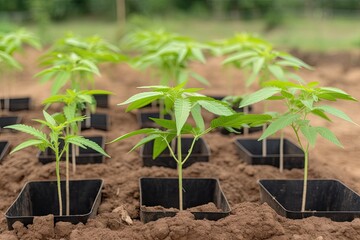 Commercial marijuana cultivation and cannabidiol oil for traditional alternative medicine Commercial marijuana plantation. Generative AI