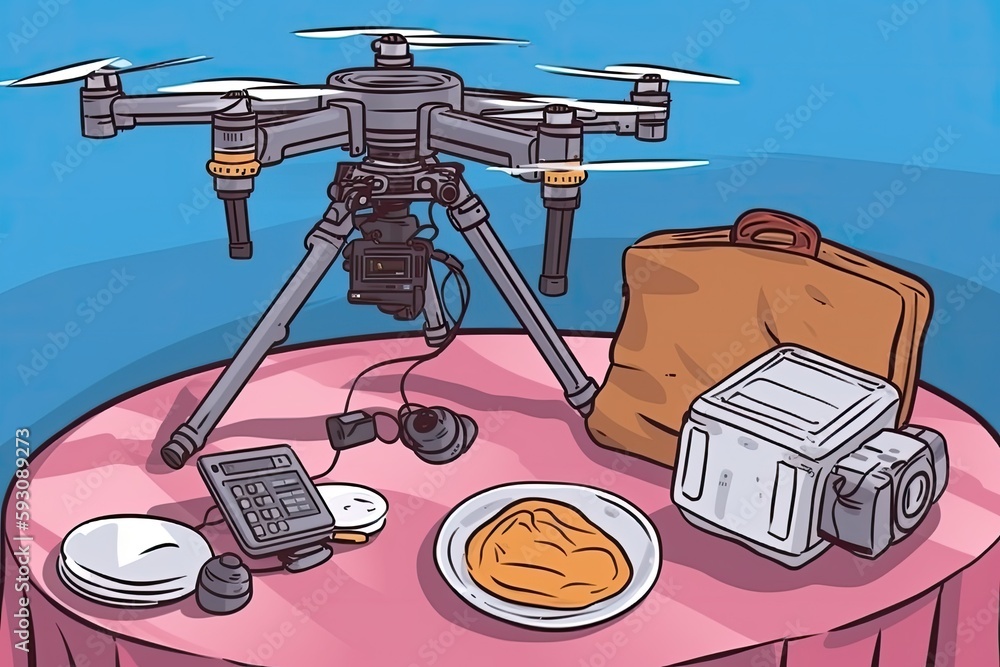 Aufkleber desk setup with a camera and laptop for remote work or virtual meetings. generative ai