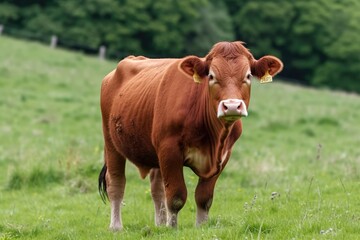 Obraz premium a close-up of a cow's sad, lonesome glance. Generative AI