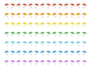 シンプルな雨傘パターンラインセット：虹色