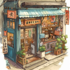 old asian street shop