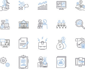 Fototapeta na wymiar Lean Management outline icons collection. Lean, Management, Efficiency, Automation, Waste, Process, Cost vector and illustration concept set. Quality, Production, Time linear signs