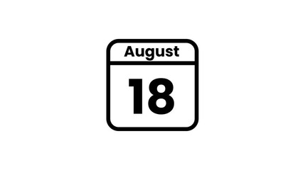 18 July calendar icon animation. Luma matte with transparent background 4K resolution