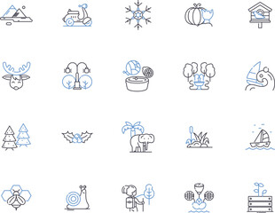 Climate outline icons collection. Climate, Heat, Cold, Temperatures, Global, Weather, Atmosphere vector and illustration concept set. Humidity, Wind, Change linear signs