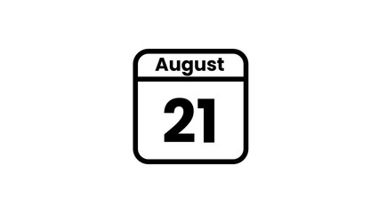 21 July calendar icon animation. Luma matte with transparent background 4K resolution